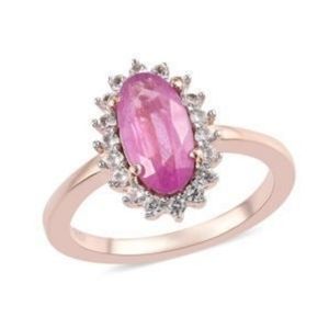 Genuine Pink Sapphire 💗 Ring Rose Gold/ Sterling Silver Size 6!